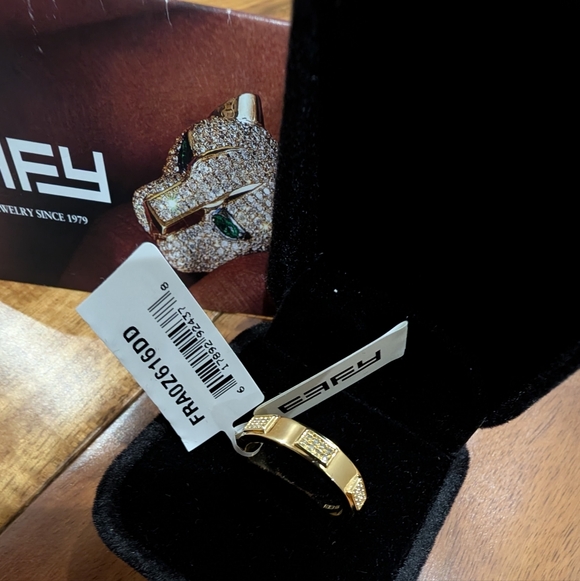 Effy 14K Goldplated Sterling Silver 0.09 TCW Diamond Band Ring Size 7 New in Box